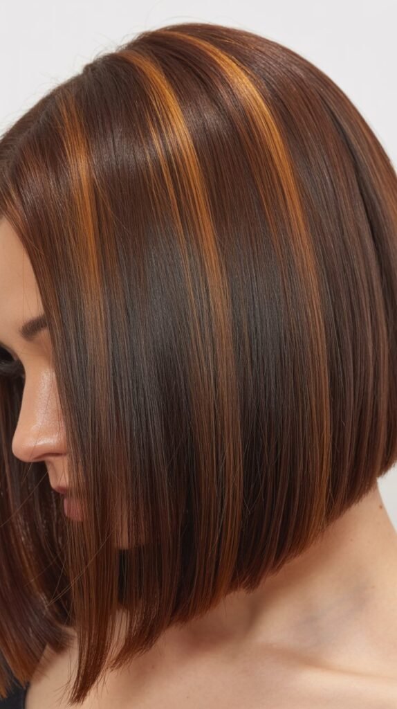 Classic Chin-Length Bob with Subtle Caramel Ribbons