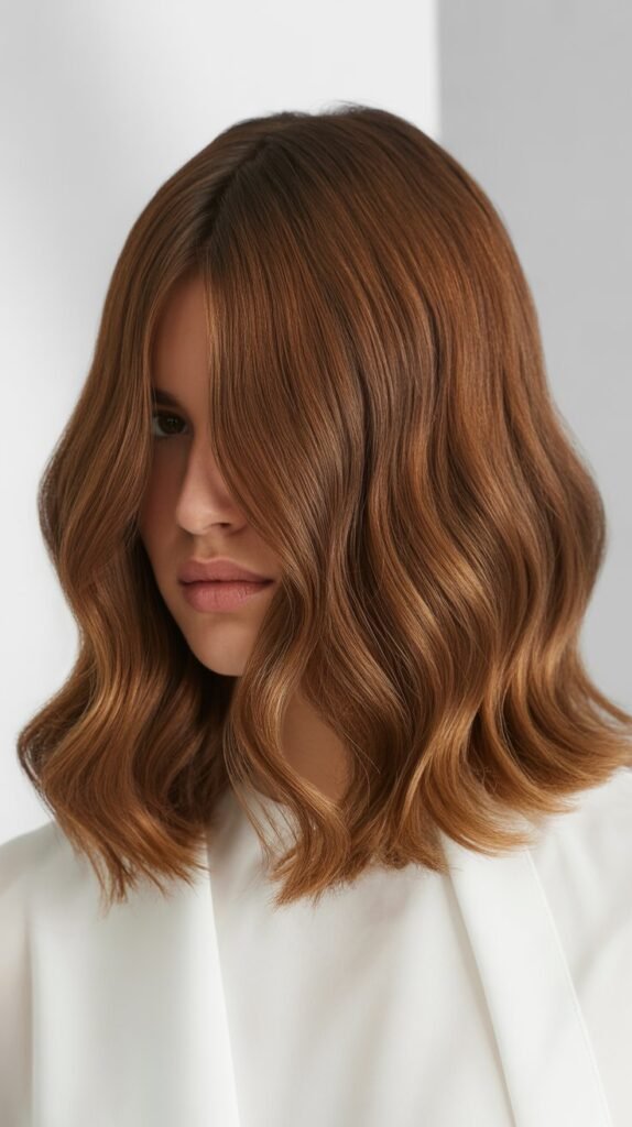 Wavy Long Bob with Long Curtain Bangs