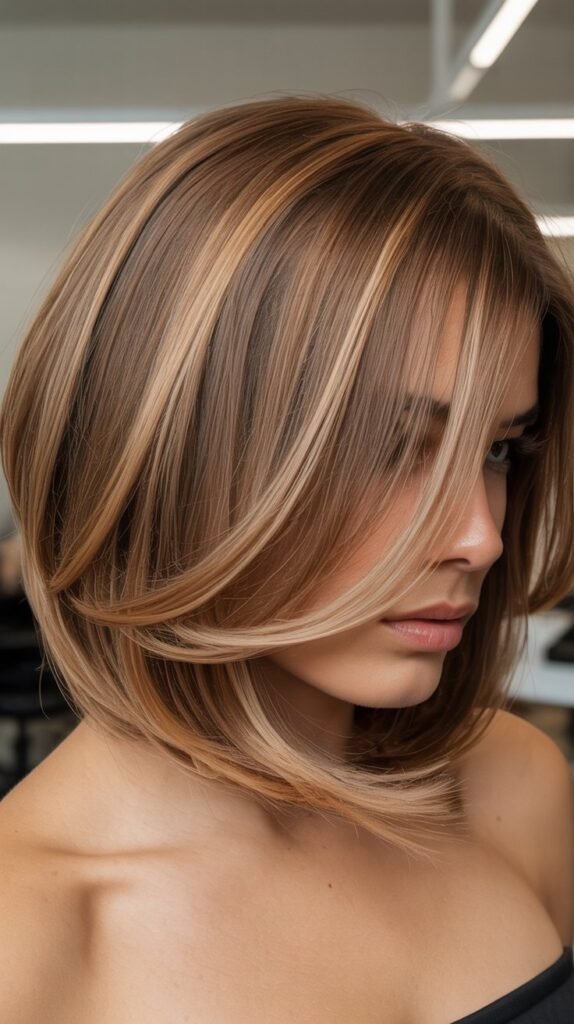 Angled Bob with Color-Melted Layers