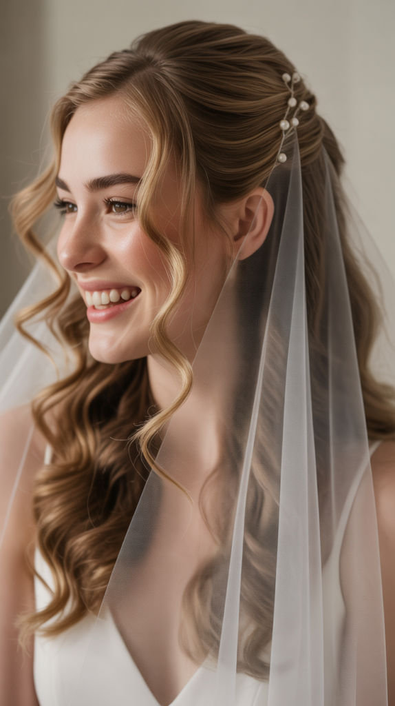 Half-Up with Veil Placement