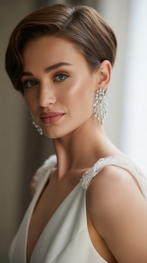 Sleek Pixie with Statement Earrings