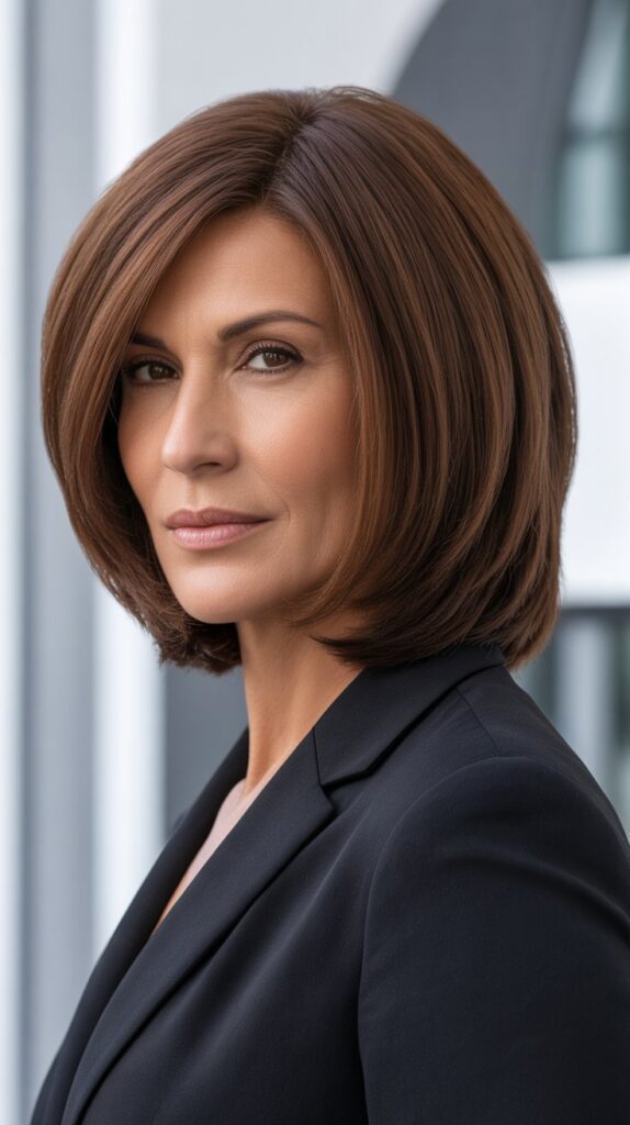 Best 30+ Very Layered Medium Hairstyles for Women Over 50 5 Graduated Layers with Blunt Ends