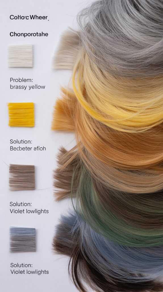 Addressing Unwanted Tones in Gray Hair Through Lowlights