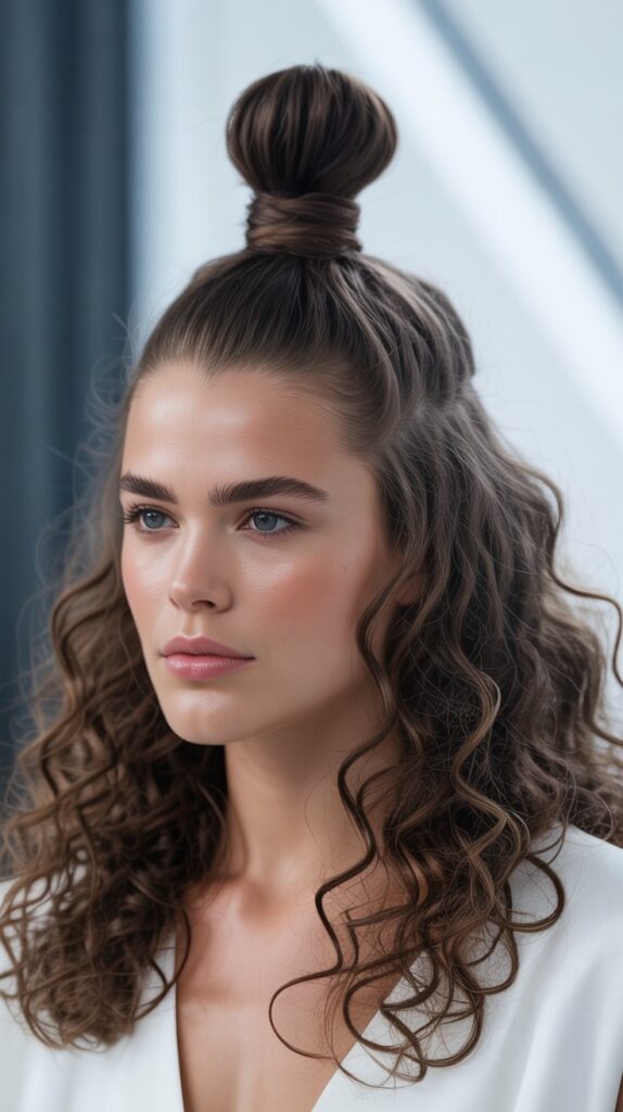 Half-Up Top Knot with Loose Curls