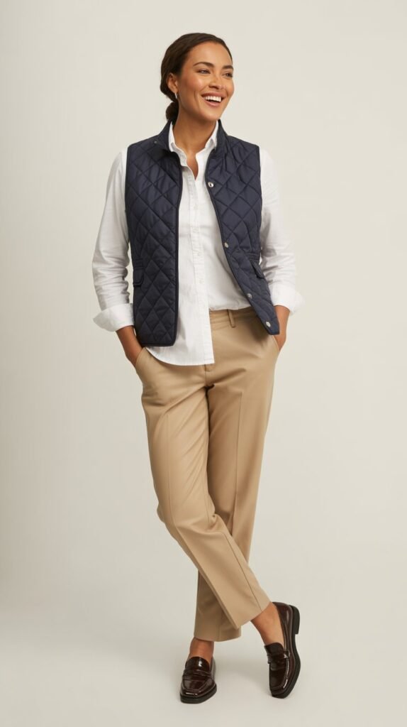 Quilted Vest over Button-Down and Chinos
