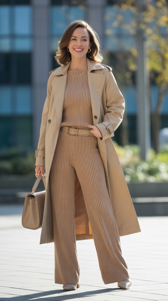 Crewneck Sweater with Pleated Trousers