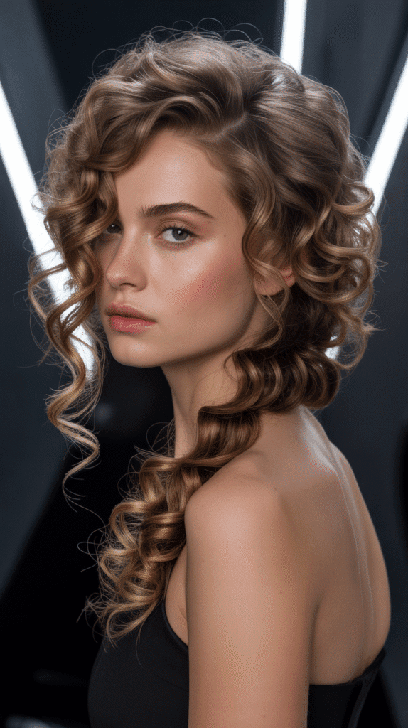 Side-Swept Curly Updo