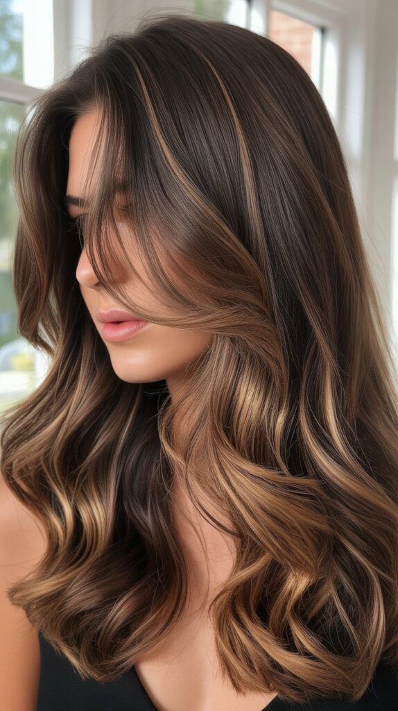 27 Stunning Brunette with Highlights and Lowlights Ideas 24 Face-Framing Lowlights with Subtle Highlights