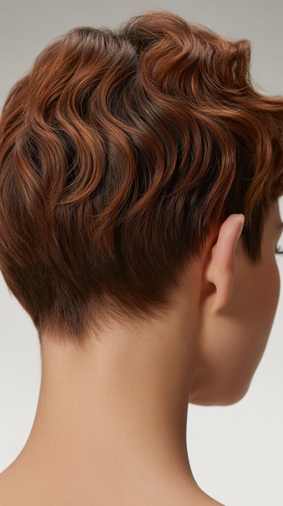 27 Gorgeous Wavy Pixie Hairstyles for Thick Hair 22 Wavy Pixie with Graduated Neckline