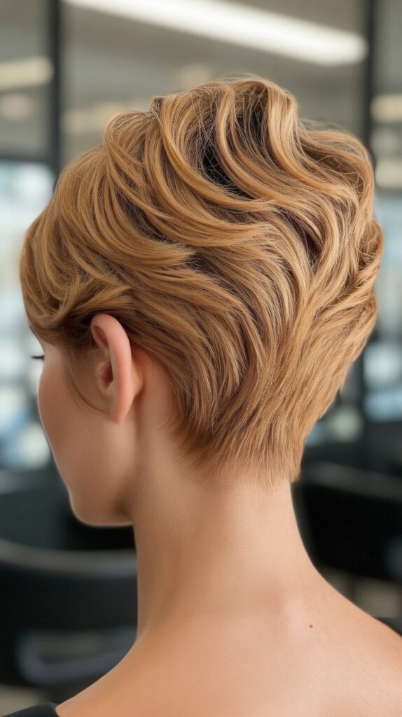 27 Gorgeous Wavy Pixie Hairstyles for Thick Hair 6 Wavy Pixie with Tapered Nape