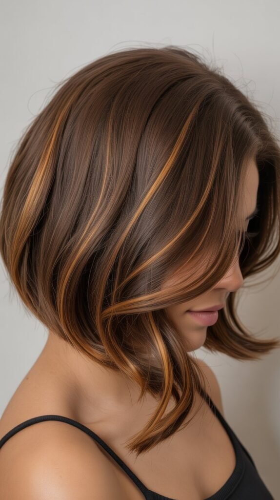 Bob with Caramel Highlights and Lived-In Texture