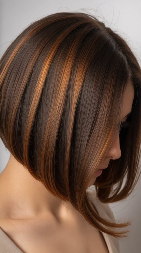 Asymmetrical Lob with Balayage Caramel