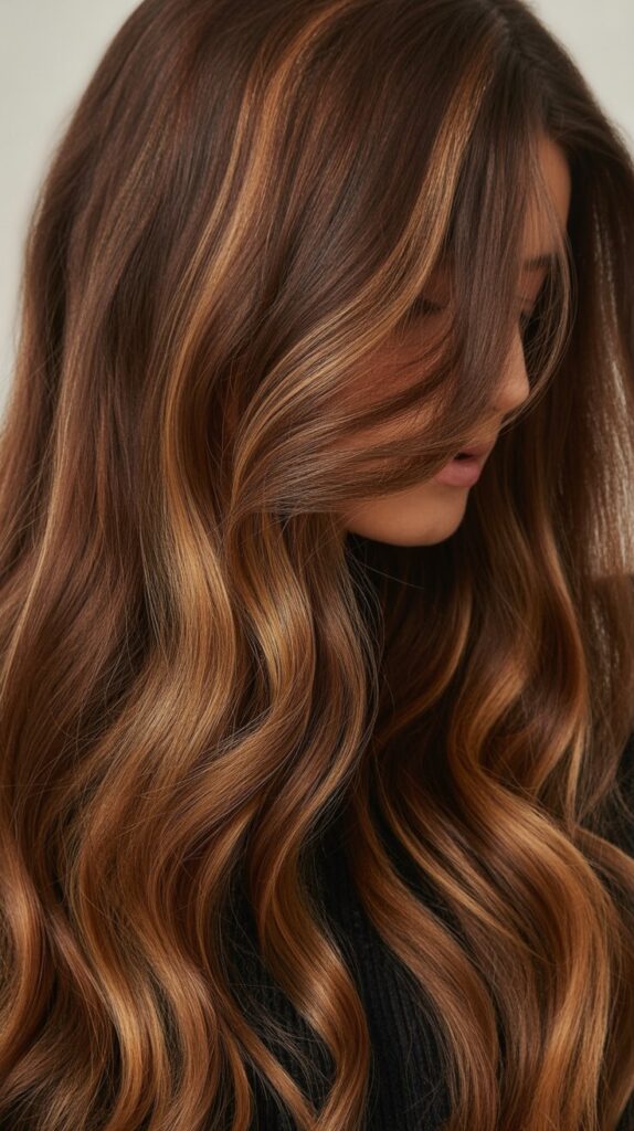 . Chestnut Brown with Caramel Ribbons