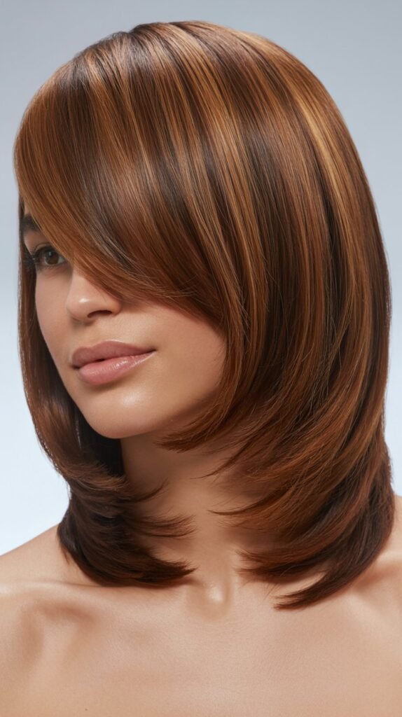 Layered Long Bob with Deep Side Bangs