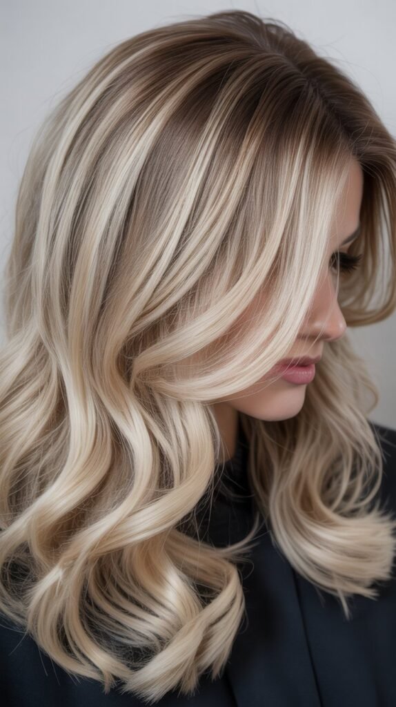 Platinum Blonde with Ash Brown Lowlights