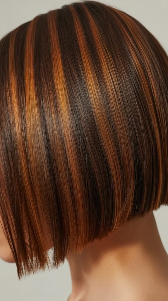 Sleek Blunt Bob with Honey Caramel Ribbons