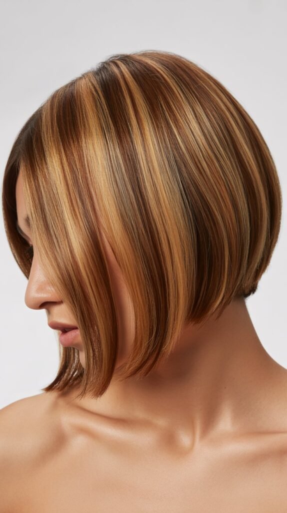 Dimensional Bob with Highlighted Curtain Bangs