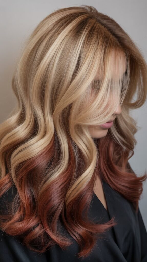 Almond Blonde with Mahogany Lowlights