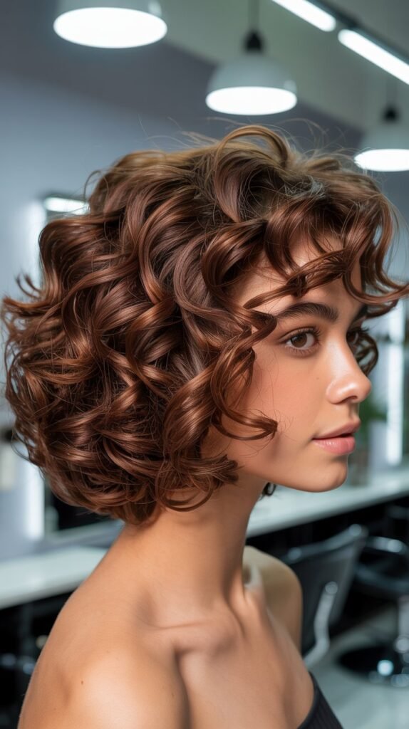 Curly Angled Bob with Shape-Defining Layers