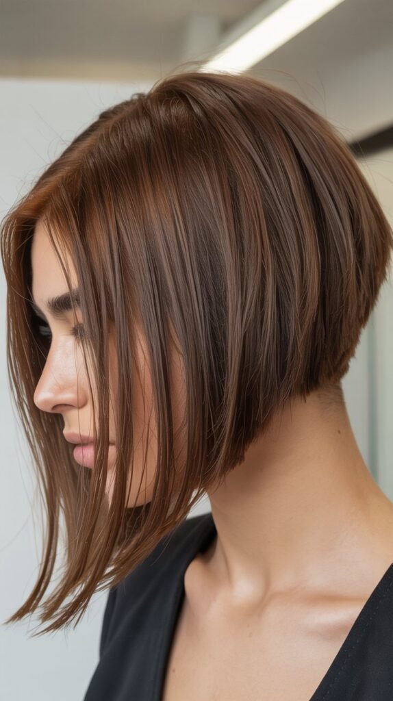 Angled Bob for Thick Hair with De-Bulking Layers