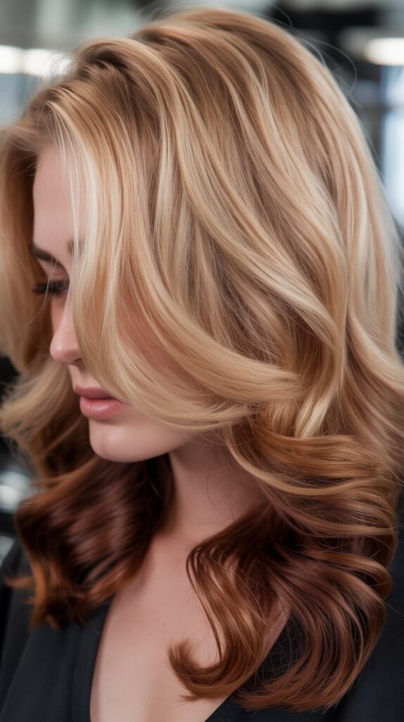 Golden Blonde with Chestnut Lowlights