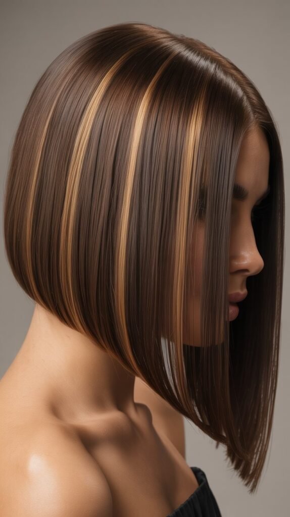 Long Angled Bob with Peek-a-Boo Highlights