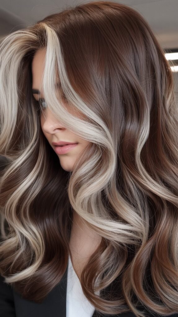 Platinum Highlights on Brunette Base