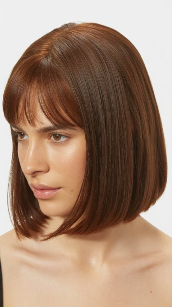 Precision Long Bob with Micro Curtain Bangs