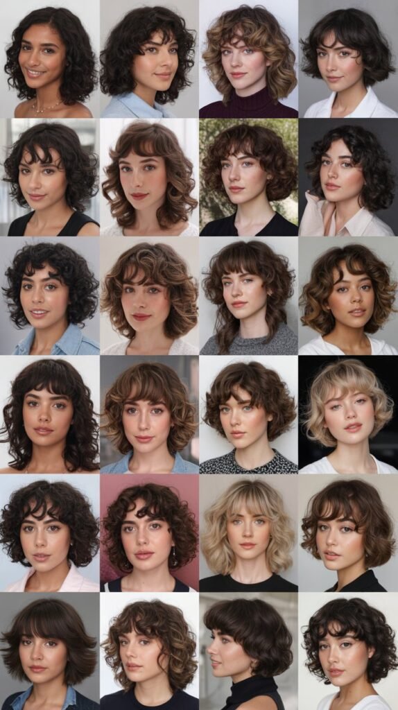 26 Cute Long Bob with Curtain Bangs for Curly Hair