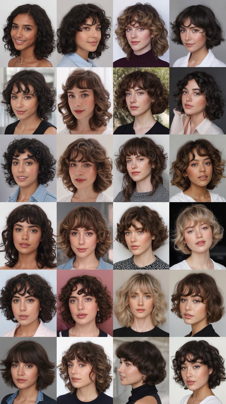 26 Cute Long Bob with Curtain Bangs for Curly Hair