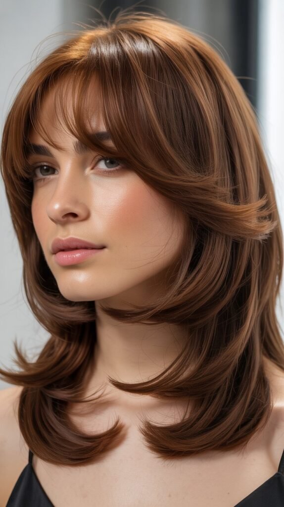 Voluminous Layered Bob with Face-Framing Curtain Bangs