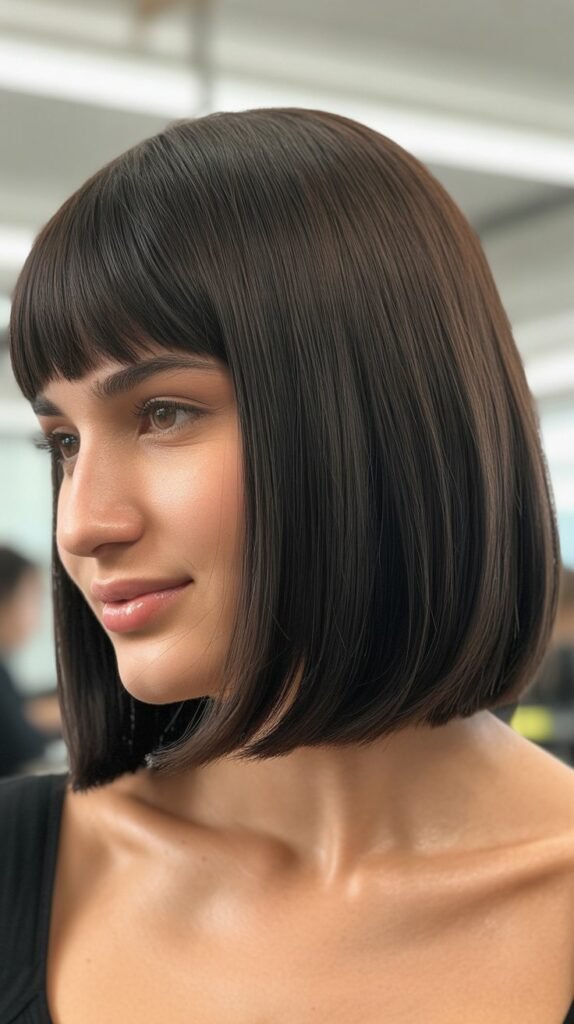 Chin-Length Bob with Long Curtain Bangs