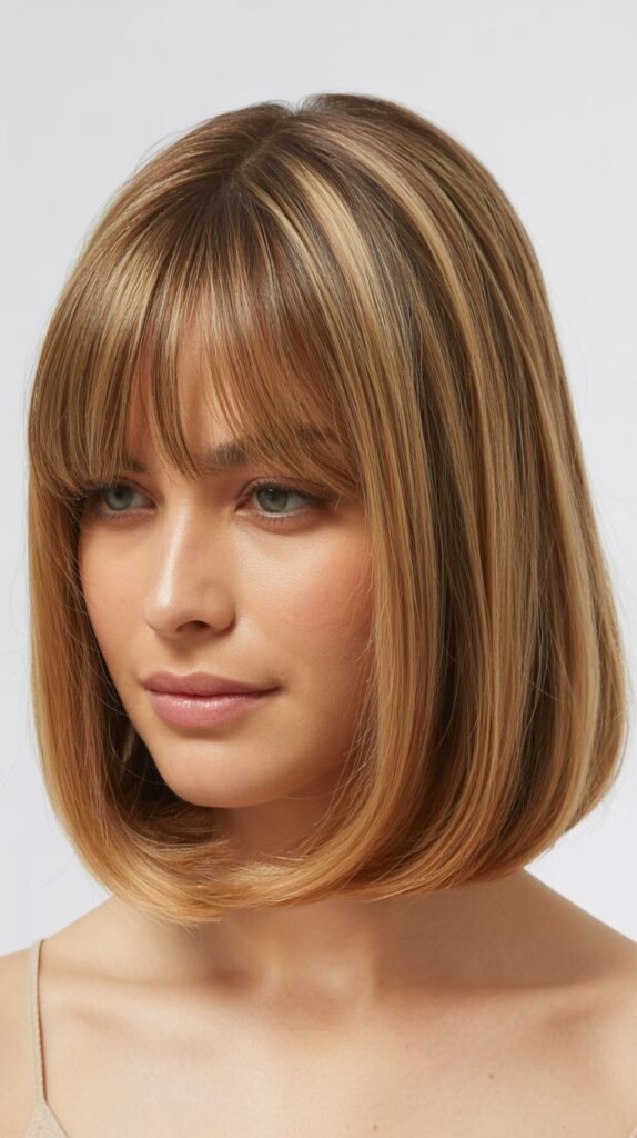Color Techniques That Enhance the Long Bob with Curtain Bangs