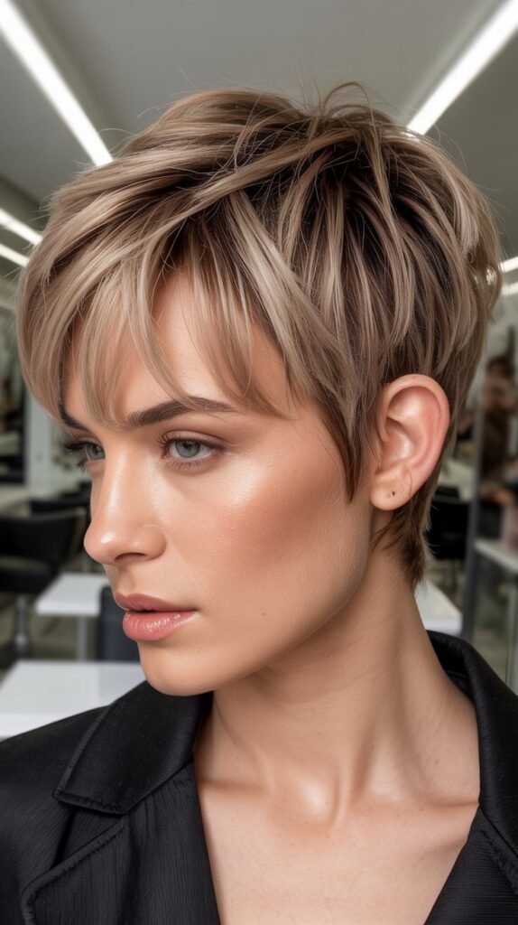 Choppy Pixie with Graduated Bangs