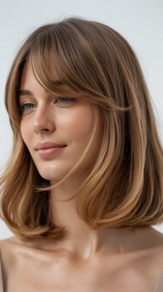 Natural Movement Lob with Curtain Bangs