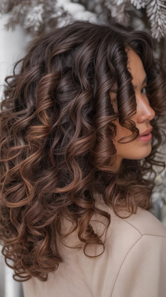 Espresso Balayage for Curly Hair