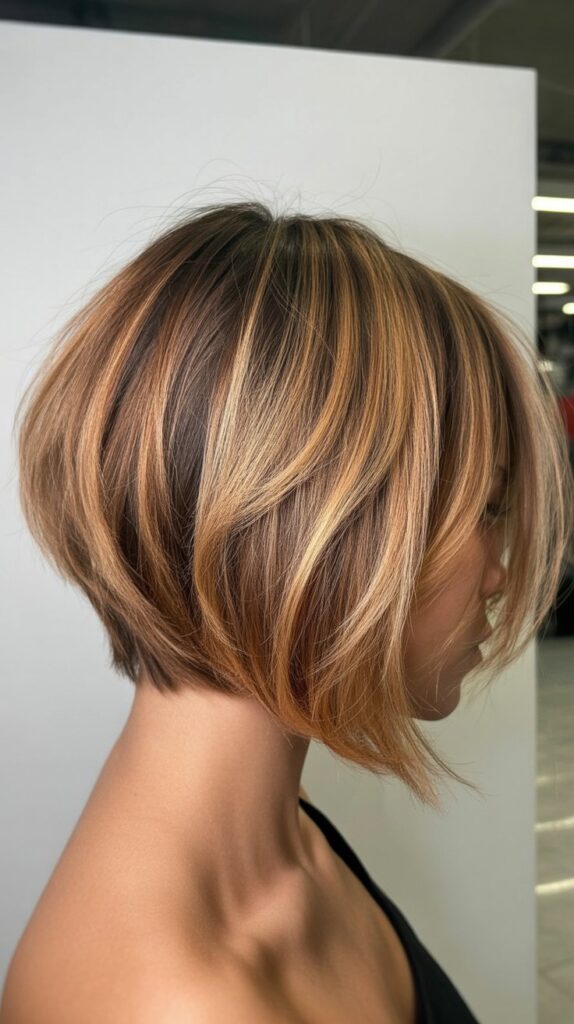 Choppy A-Line Bob with Subtle Balayage