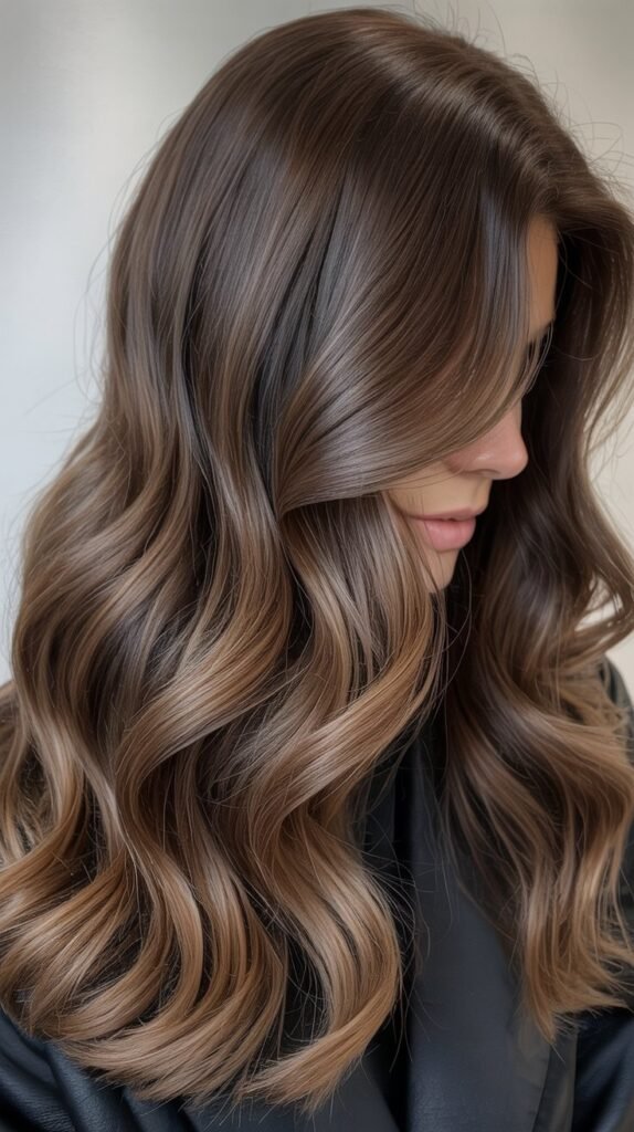 Ash-Brown Balayage with Root Melt