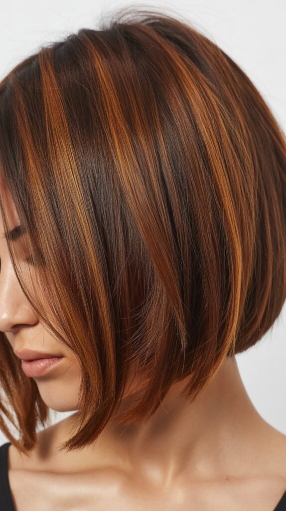 Bob with Caramel Highlights and Modern Shag Layers