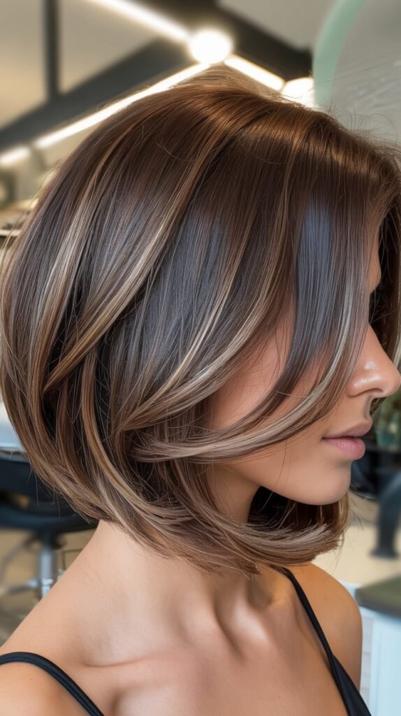 Ash-Brown Highlights on Short Hair