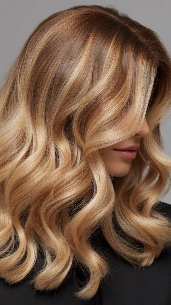 Golden Blonde with Toffee Lowlights