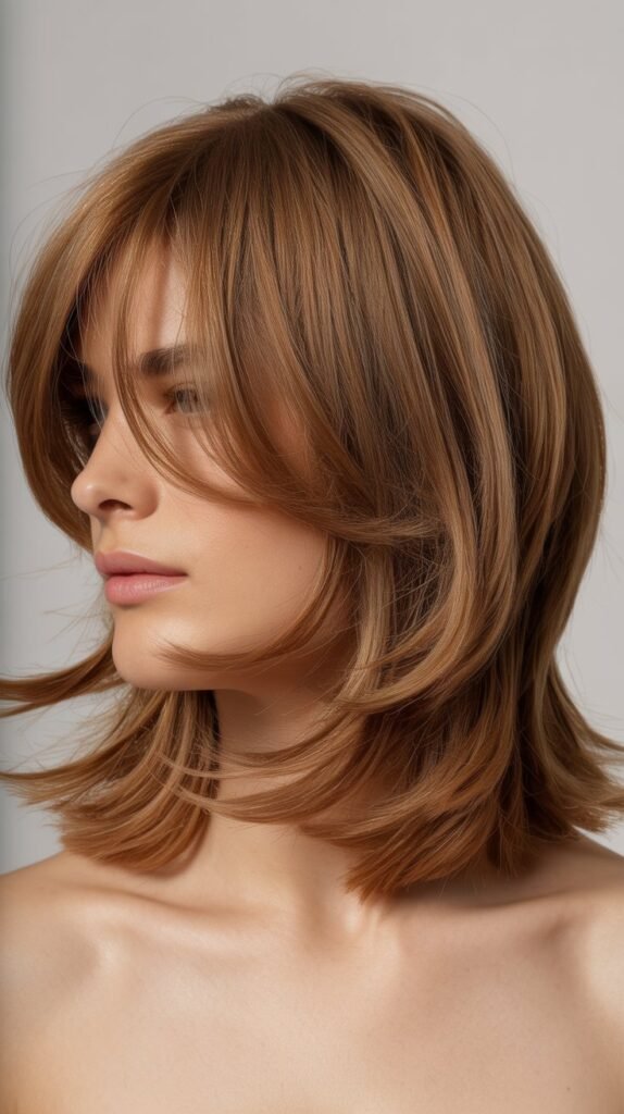 Tousled Long Bob with Curtain Bangs