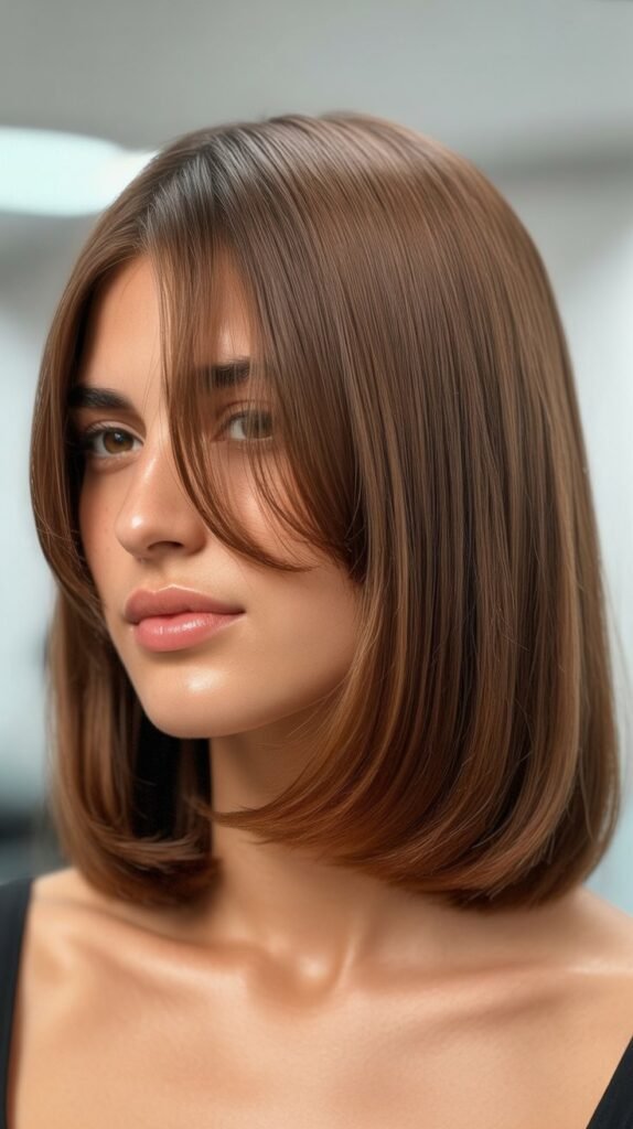 Long Bob with Micro Curtain Bangs