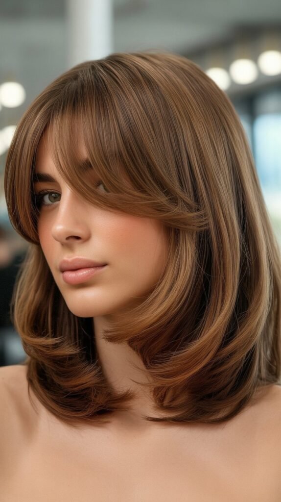 Volumized Long Bob with Curtain Bangs