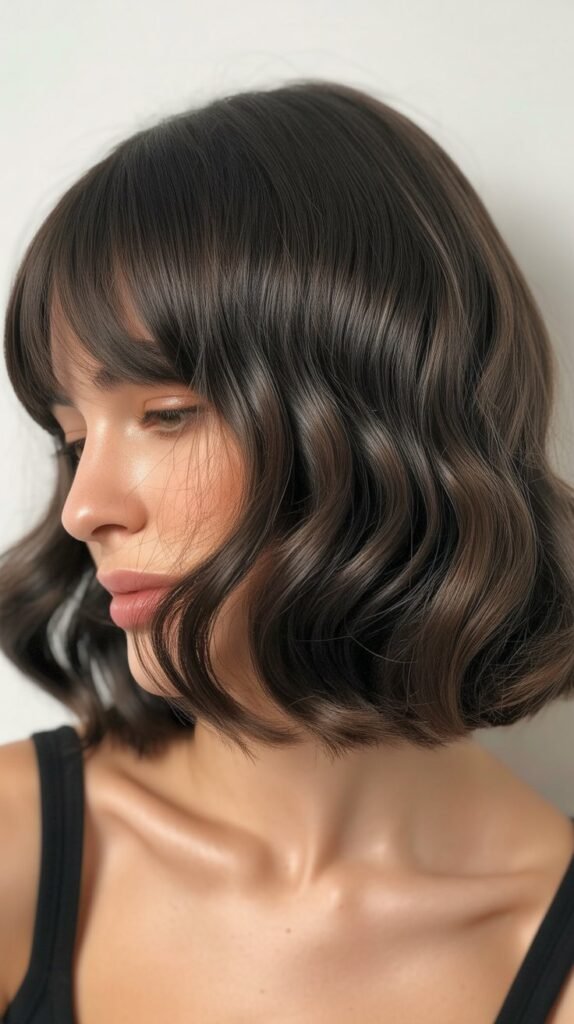 Long Bob with Curtain Bangs and Loose S-Waves