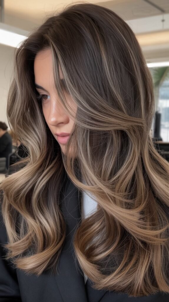 Ash-Brown Money Piece Highlights