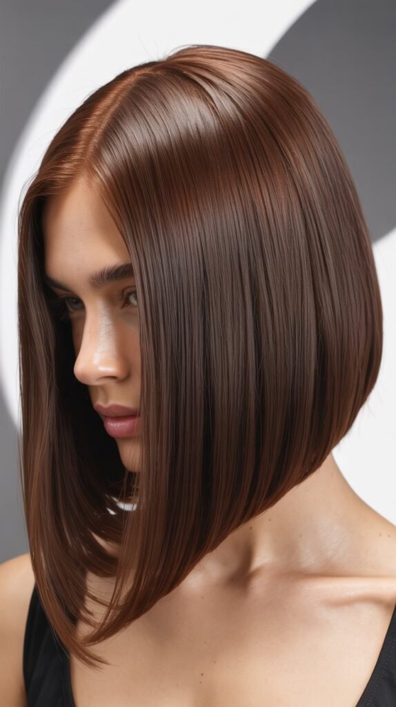 Long Angled Bob with Middle Part