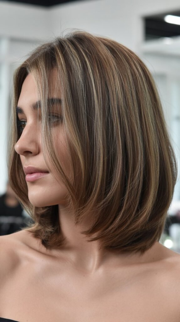 Layered Long Bob for Oval Faces
