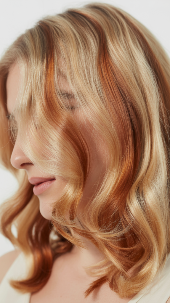 Beige Blonde with Terracotta Lowlights