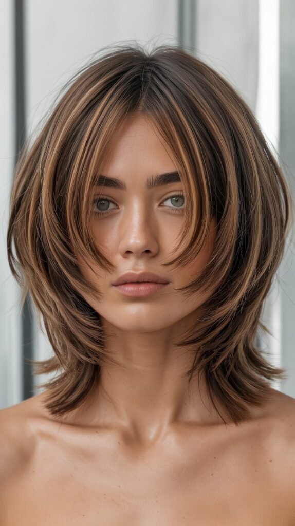 Shaggy Long Bob with Curtain Bangs